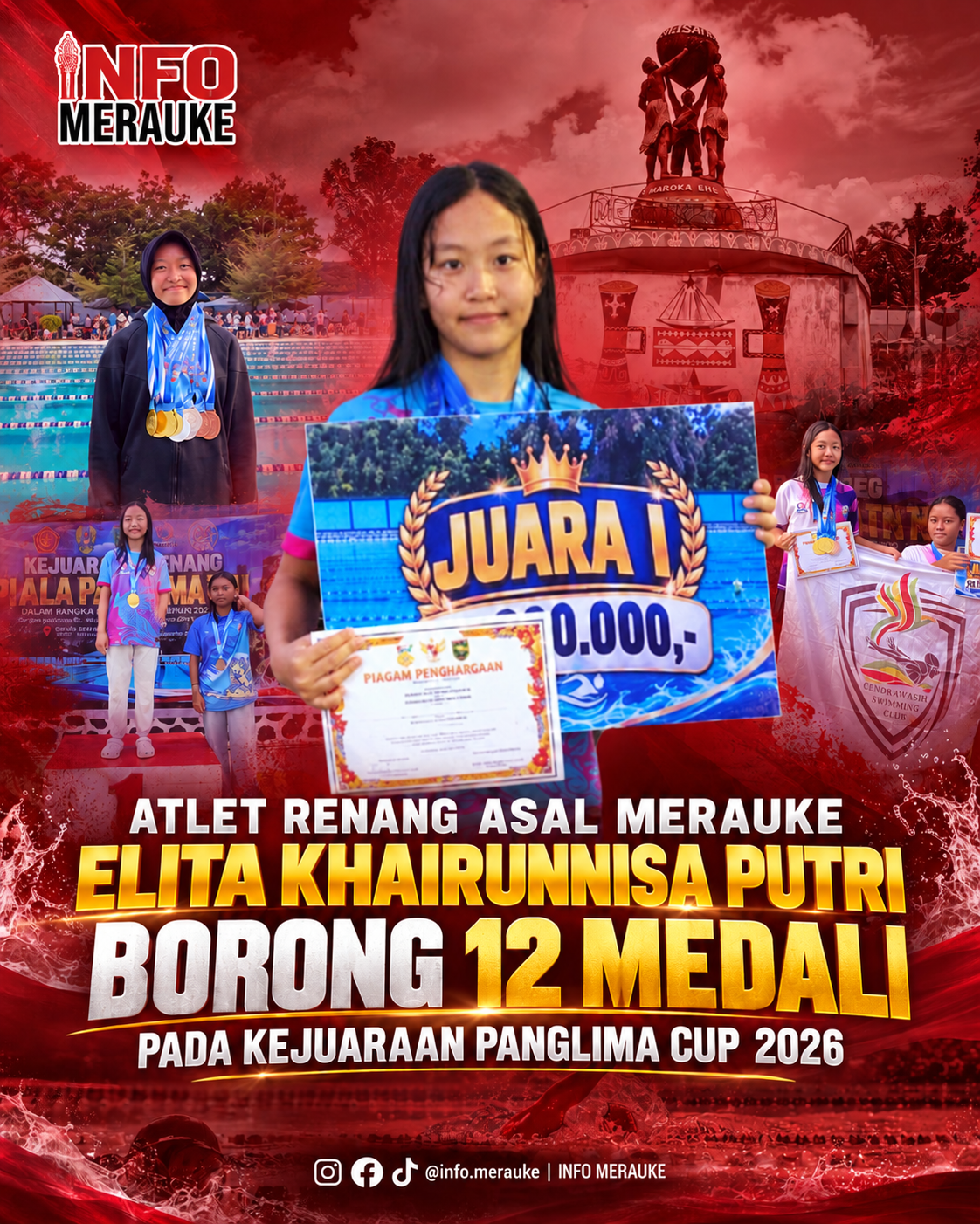 BANGGAKAN MERAUKE! ELITA KHAIRUNNISA PUTRI BORONG 12 MEDALI DI PANGLIMA CUP 2026!
